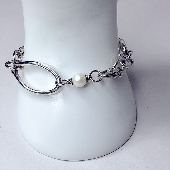 MICHAEL DAWKINS Sterling Silver Caviar Pearl Starry Night Link Toggle Bracelet - Picture 15 of 16